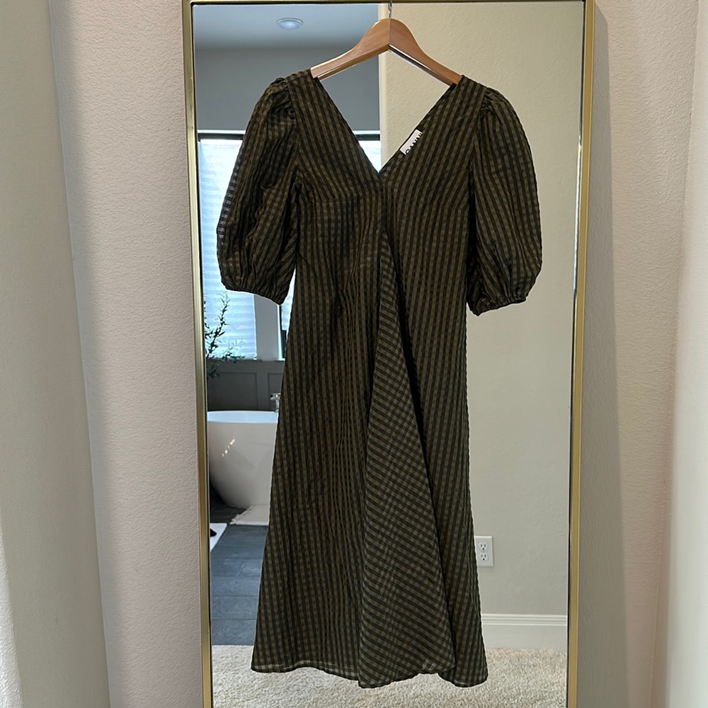 Ganni Seersucker Knee-length Dress